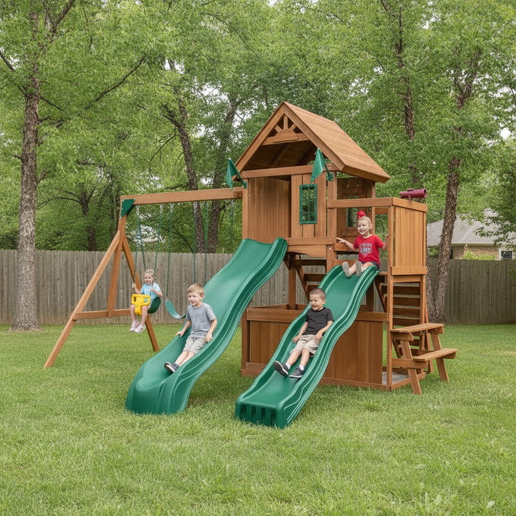 Knightsbridge wooden playground — backyard beauty shot