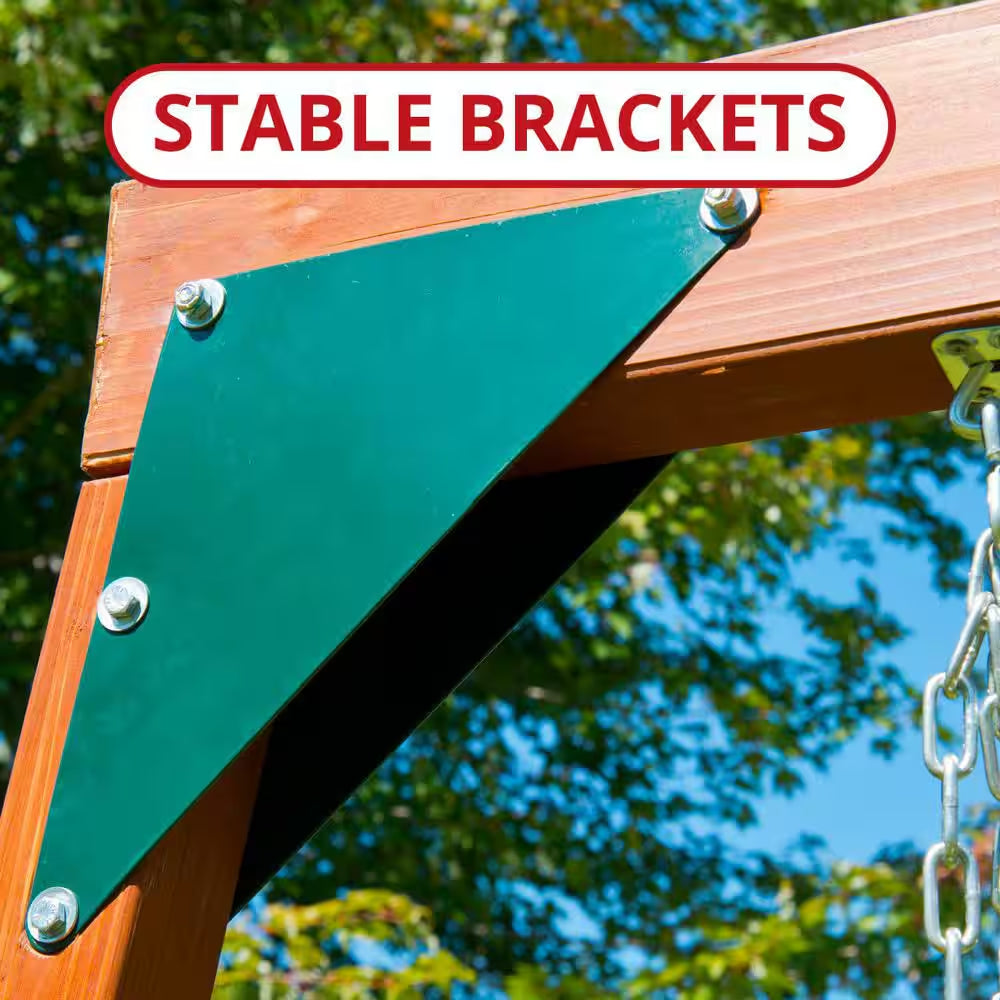 DIY Knightsbridge Deluxe Wooden Outdoor Playground Set with Slides, Rock Wall, Swing Set, and Playground Equipment