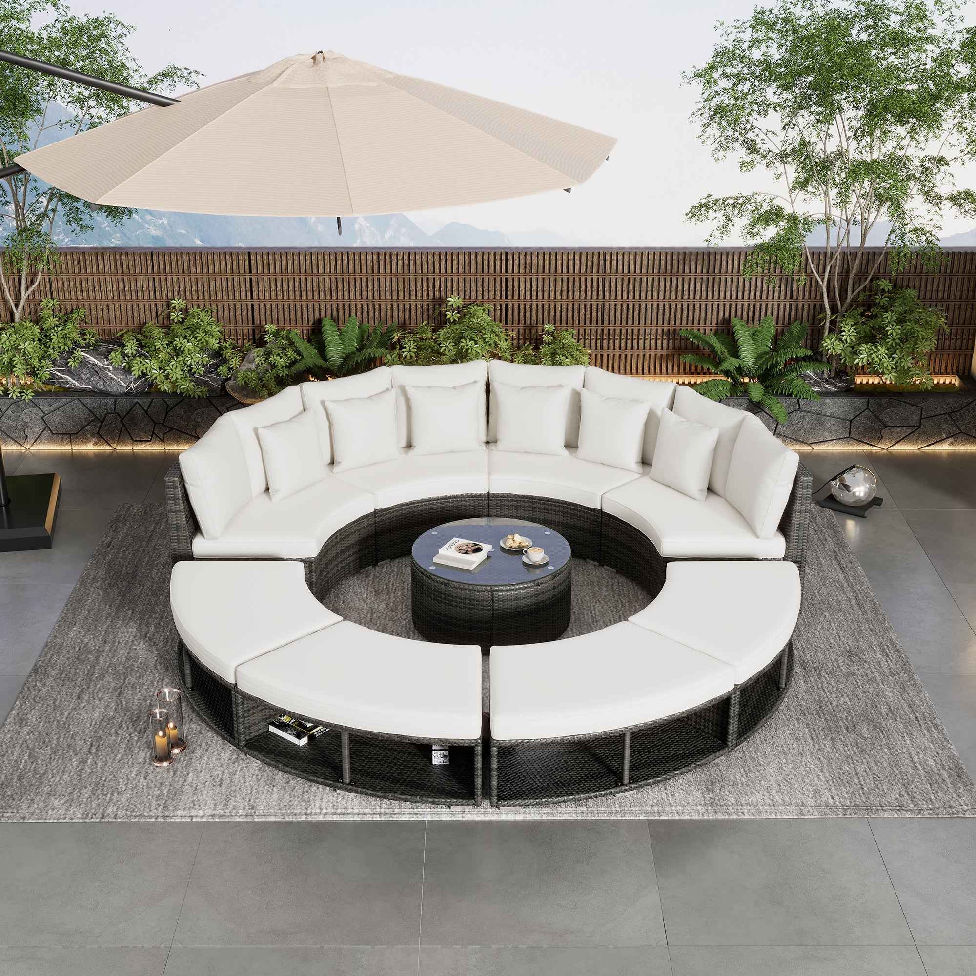 Trustymall 9-Piece Outdoor Patio Furniture Luxury Circular Outdoor Sofa Set