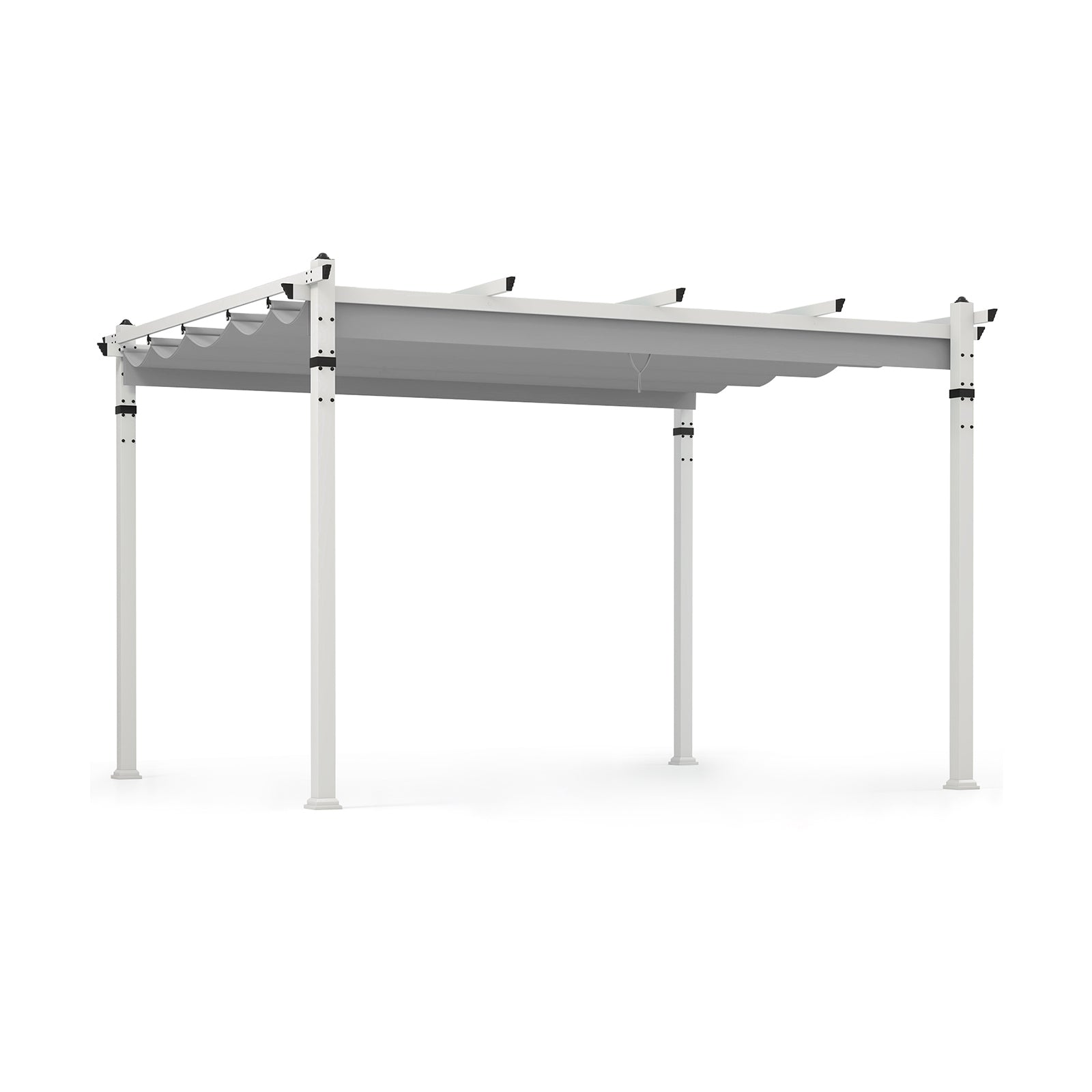 Modern Aluminum Pergola with Retractable Canopy - 10' x 13' - Gray