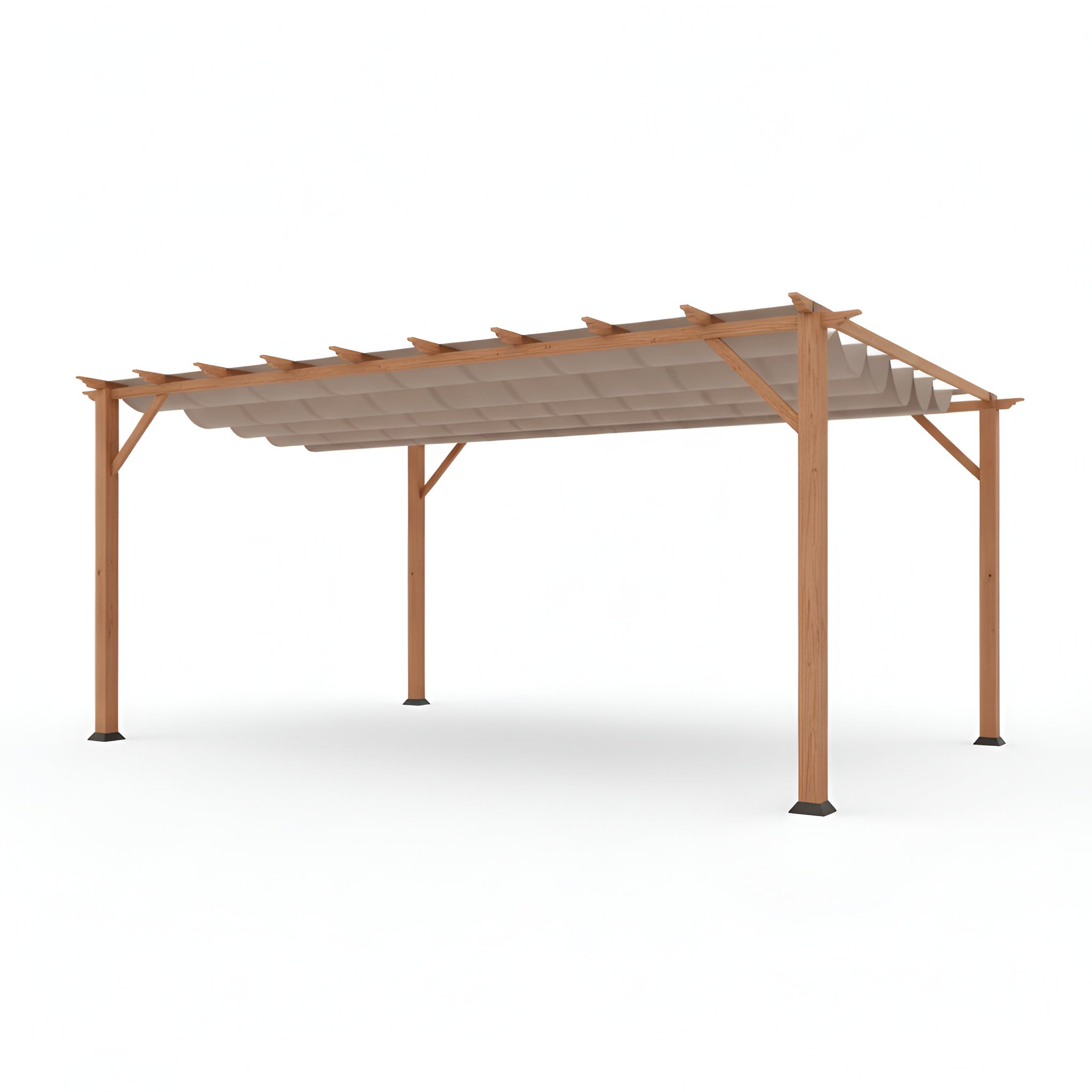 Paragon Outdoor Florence 11' x 16' Wood-Grain Aluminum Pergola - Canadian Cedar