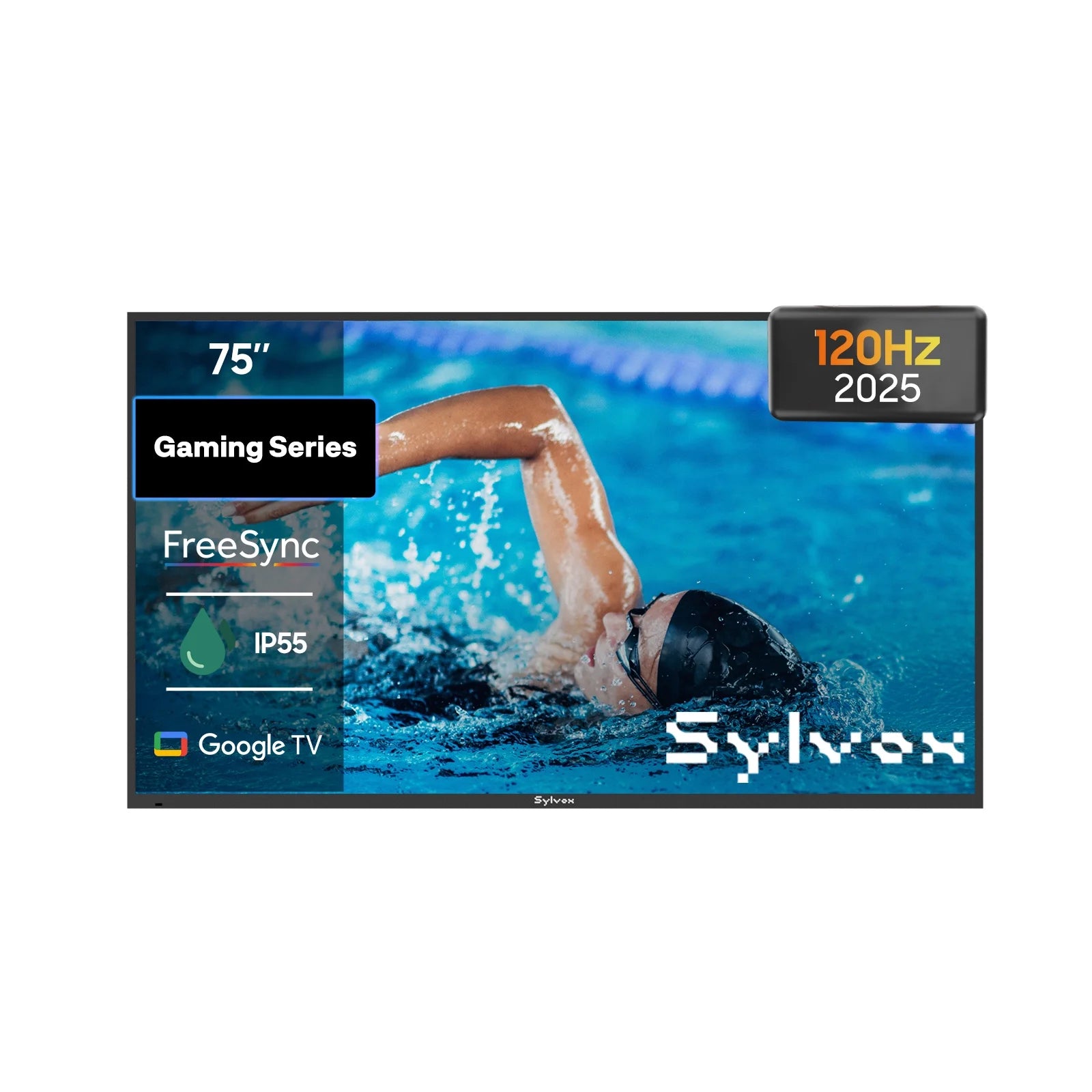 75-Inch Outdoor TV, 4K 120Hz Smart Google TV with Dolby Vision, Dobly Atmos, IP55 Waterproof, 1000Nits Brightness TV for Partial Sun Area (Gaming, Latest Model)