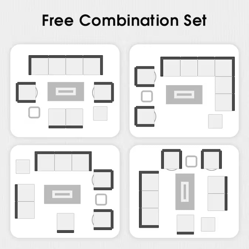 Sunrise 11 -Piece Rattan Patio Sofa Conversation Set with Light Gray Cushions