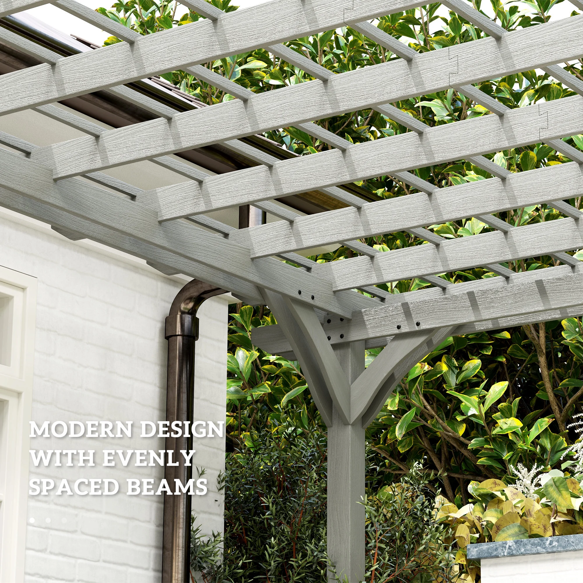 Outsunny 12' x 20' Wooden Pergola & Grape Trellis - Gray Fir Wood