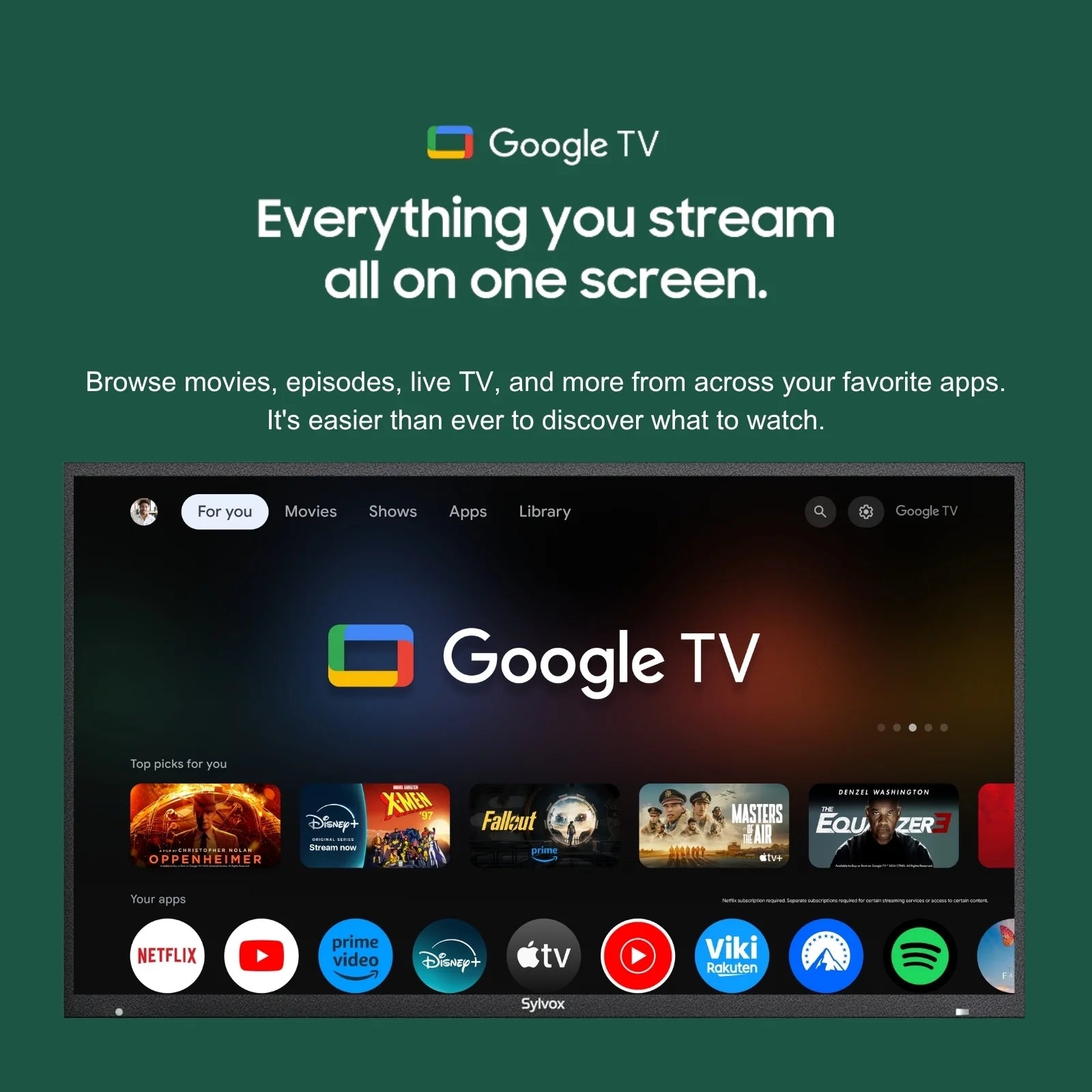 43" Outdoor TV, 4K UHD Google Television for Partial Sun outside with 1000Nit Brightness, IP55 Weatherproof, Dolby Atmos, Voice Remote (Deck Pro 2.0)