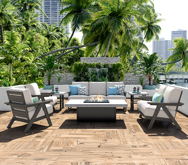 Homecrest Concrete Fire Table — Lifestyle Setting 1