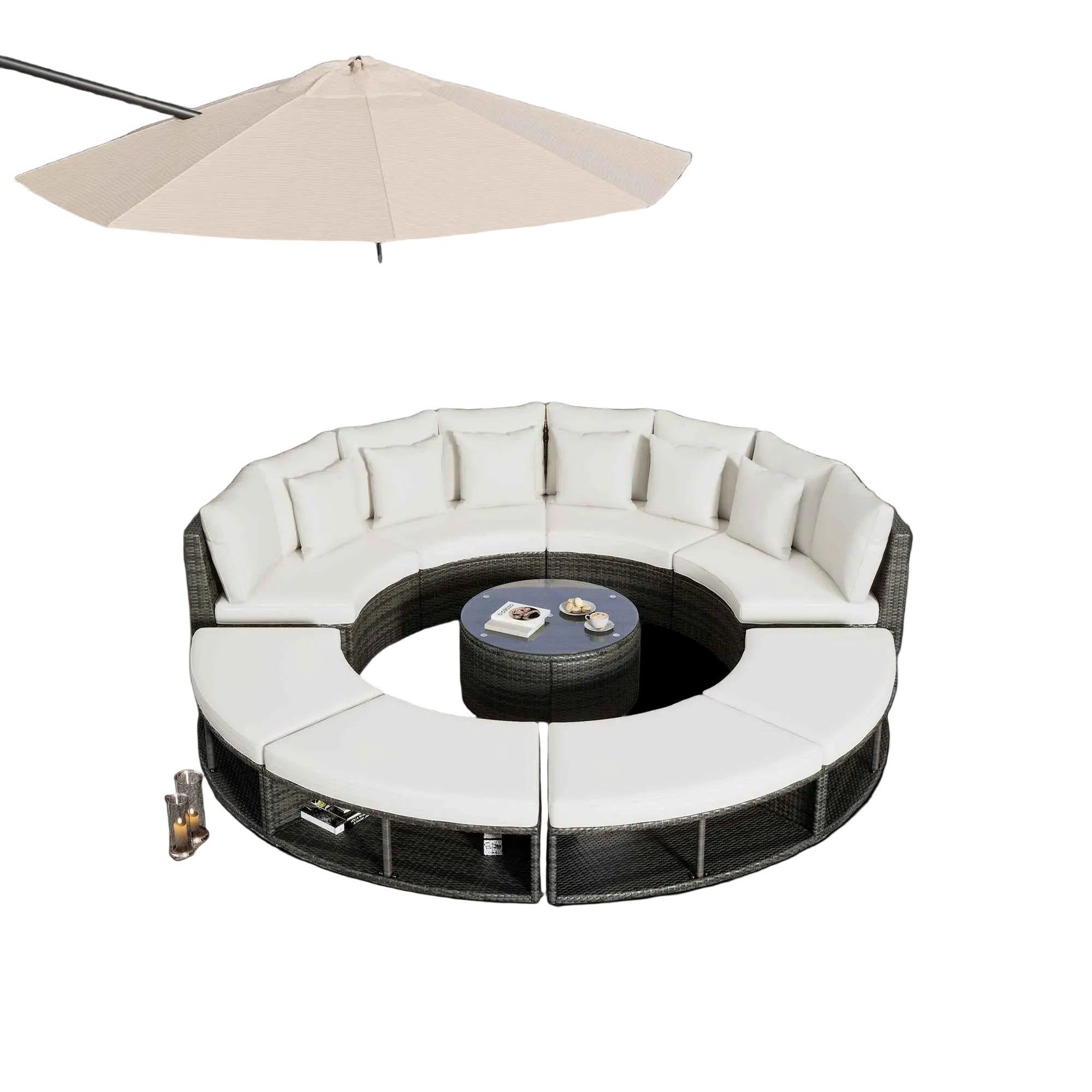 Trustymall 9-Piece Outdoor Patio Furniture Luxury Circular Outdoor Sofa Set