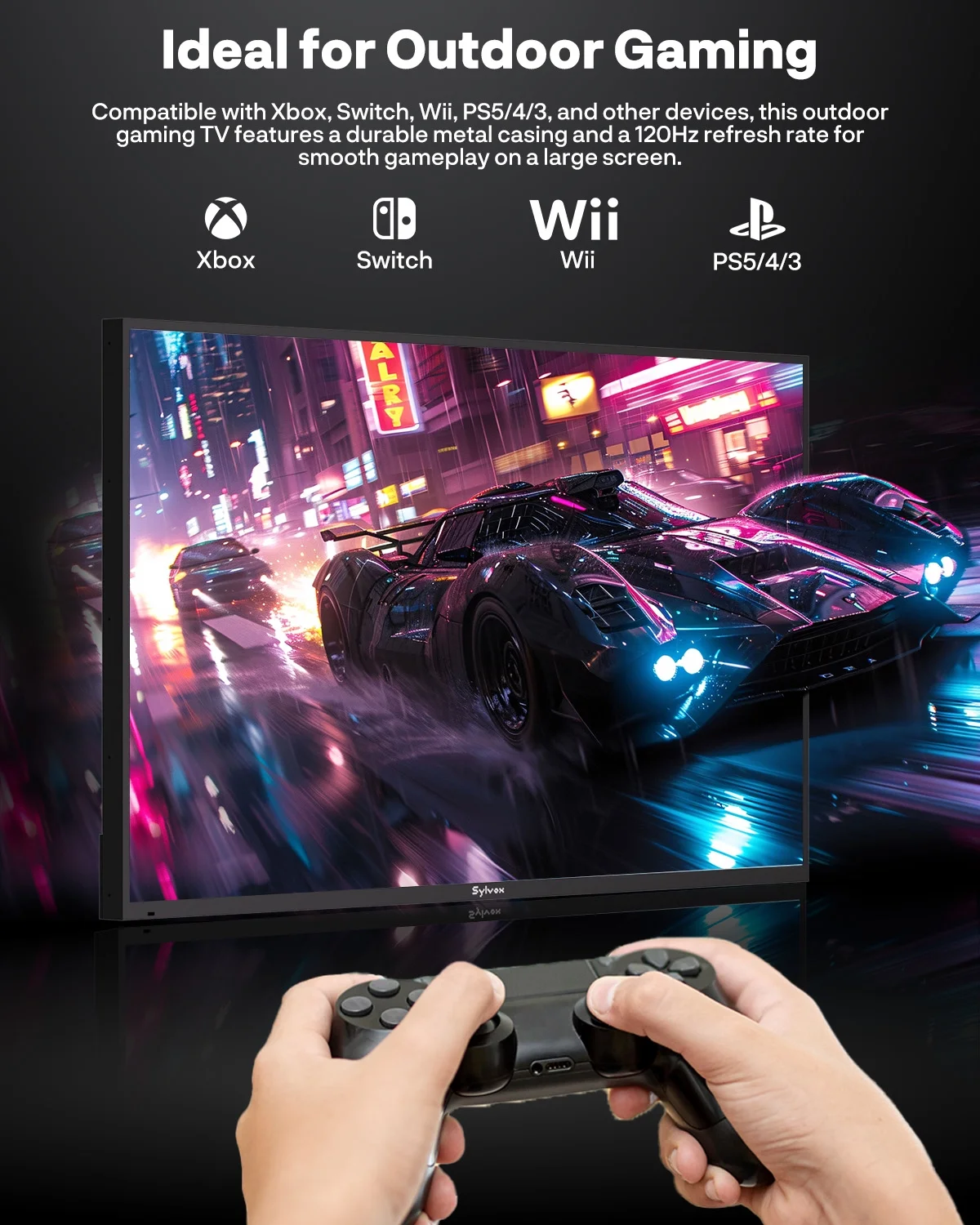 Sylvox 75" 4K UHD 120Hz Smart Outdoor Gaming TV - IP55 Waterproof