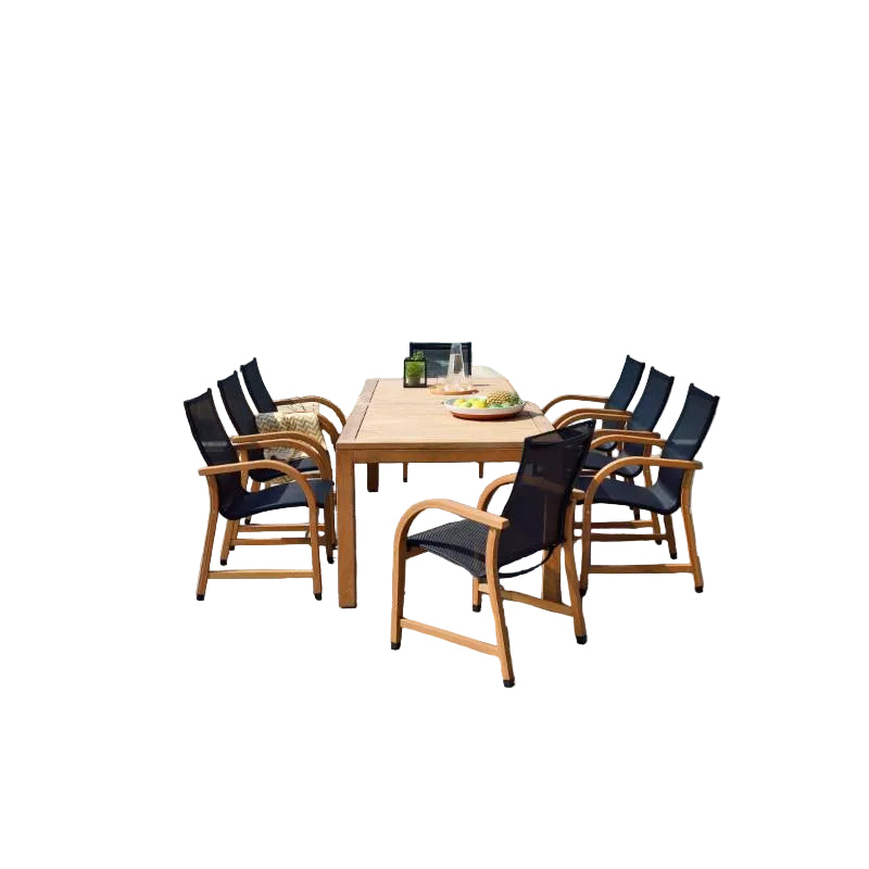 Rinjani Rectangular Big Table and 8 Manhattan Black Armchair