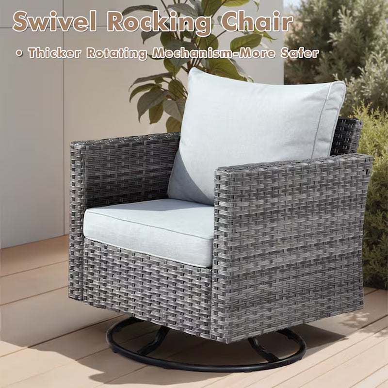 Sunrise 11 -Piece Rattan Patio Sofa Conversation Set with Light Gray Cushions