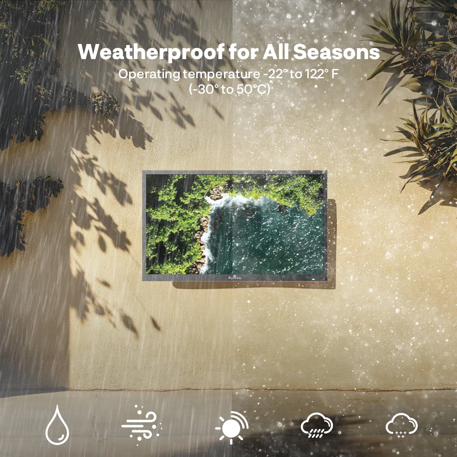 Outdoor TV, 32" 2K 1500Nits Smart Google TV, IP55 Waterproof TV for Full Sun (Pool SE NEW)