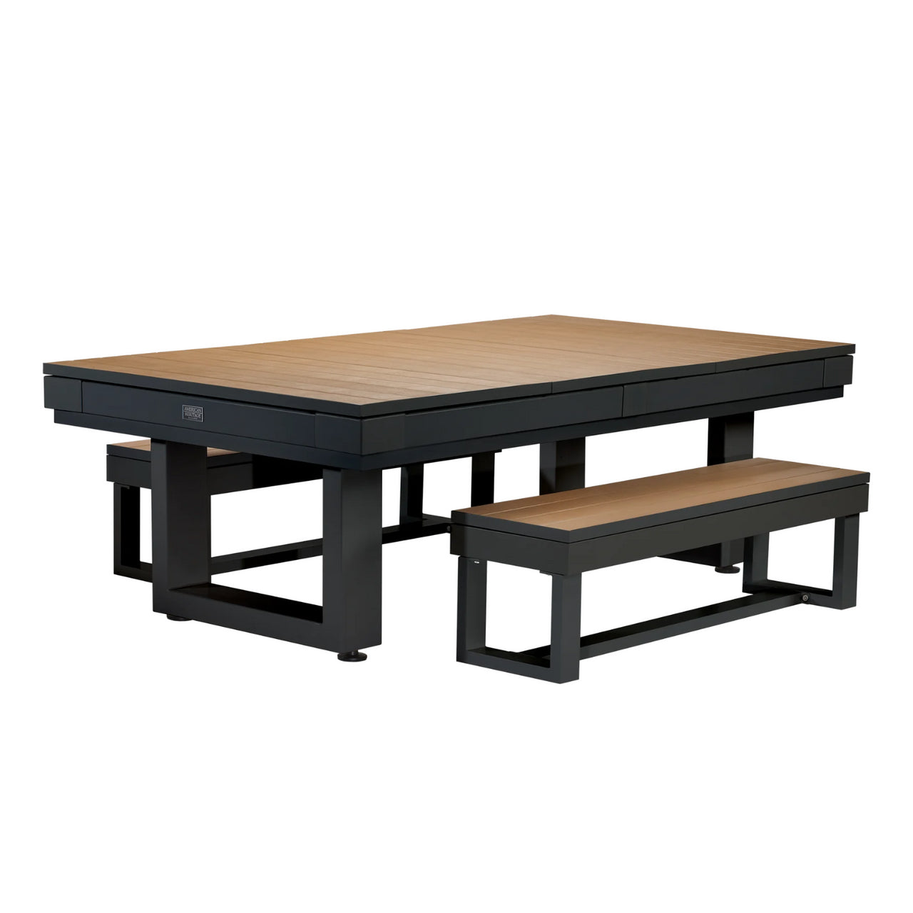 American Heritage Lanai 8' Outdoor Pool Table Set — Obsidian Black