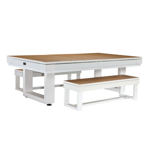 American Heritage Lanai 8' Outdoor Pool Table Set — Pearl White